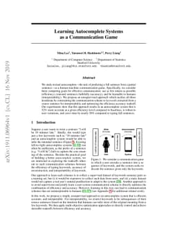 Learning Autocomplete Systems as a Communication Game
