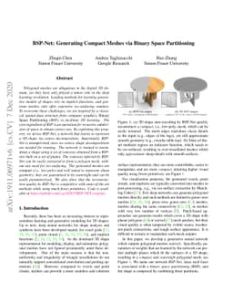 BSP-Net: Generating Compact Meshes via Binary Space Partitioning