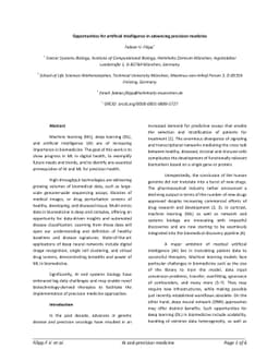 Opportunities for artificial intelligence in advancing precision
  medicine
