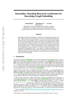 Interstellar: Searching Recurrent Architecture for Knowledge Graph
  Embedding