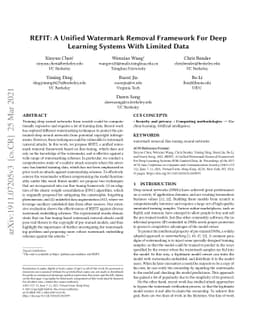 REFIT: A Unified Watermark Removal Framework For Deep Learning Systems
  With Limited Data