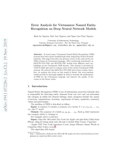 Error Analysis for Vietnamese Named Entity Recognition on Deep Neural
  Network Models