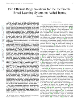 Two Efficient Ridge Solutions for the Incremental Broad Learning System
  on Added Inputs