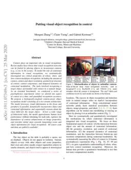 Putting visual object recognition in context