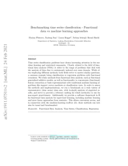 Benchmarking time series classification -- Functional data vs machine
  learning approaches
