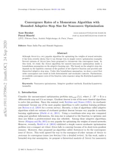 Convergence Analysis of a Momentum Algorithm with Adaptive Step Size for
  Non Convex Optimization