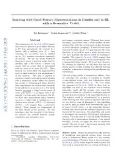 Learning with Good Feature Representations in Bandits and in RL with a
  Generative Model