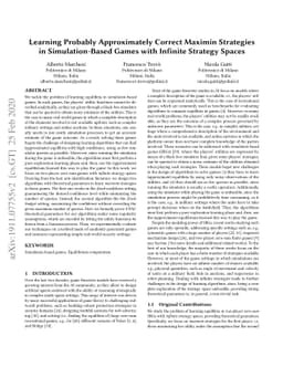 Learning Probably Approximately Correct Maximin Strategies in
  Simulation-Based Games with Infinite Strategy Spaces