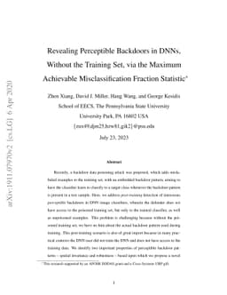 Revealing Perceptible Backdoors, without the Training Set, via the
  Maximum Achievable Misclassification Fraction Statistic