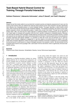 Task-Based Hybrid Shared Control for Training Through Forceful
  Interaction