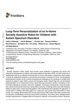 Long-Term Personalization of an In-Home Socially Assistive Robot for
  Children With Autism Spectrum Disorders