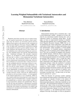 Learning Weighted Submanifolds with Variational Autoencoders and
  Riemannian Variational Autoencoders