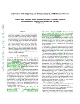 Experiences with Improving the Transparency of AI Models and Services