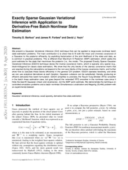 Exactly Sparse Gaussian Variational Inference with Application to
  Derivative-Free Batch Nonlinear State Estimation