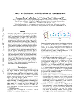 GMAN: A Graph Multi-Attention Network for Traffic Prediction