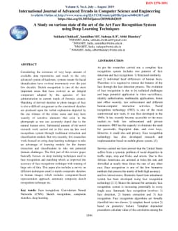 A Study on various state of the art of the Art Face Recognition System
  using Deep Learning Techniques