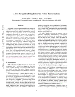Action Recognition Using Volumetric Motion Representations