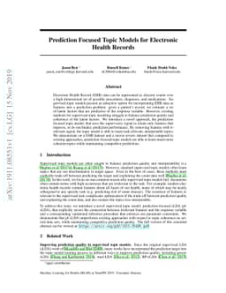 Prediction Focused Topic Models for Electronic Health Records