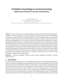Forbidden knowledge in machine learning -- Reflections on the limits of
  research and publication