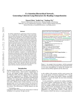 Co-Attention Hierarchical Network: Generating Coherent Long Distractors
  for Reading Comprehension