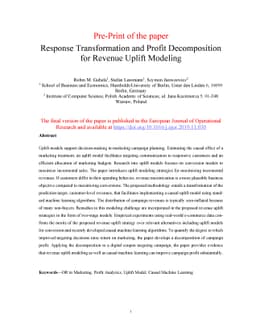 Response Transformation and Profit Decomposition for Revenue Uplift
  Modeling