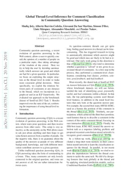 Global Thread-Level Inference for Comment Classification in Community
  Question Answering