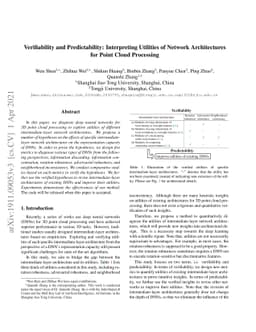 Verifiability and Predictability: Interpreting Utilities of Network
  Architectures for Point Cloud Processing