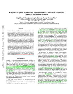 RIS-GAN: Explore Residual and Illumination with Generative Adversarial
  Networks for Shadow Removal