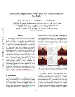 Consensus-based Optimization for 3D Human Pose Estimation in Camera
  Coordinates