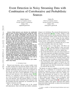 Event Detection in Noisy Streaming Data with Combination of
  Corroborative and Probabilistic Sources