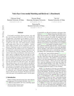 Voice-Face Cross-modal Matching and Retrieval: A Benchmark