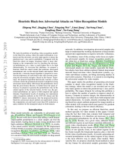 Heuristic Black-box Adversarial Attacks on Video Recognition Models
