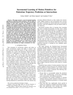 Incremental Learning of Motion Primitives for Pedestrian Trajectory
  Prediction at Intersections