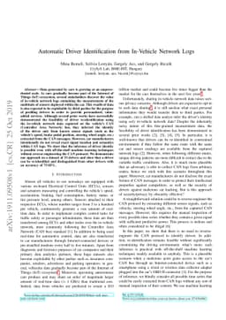 Automatic Driver Identification from In-Vehicle Network Logs