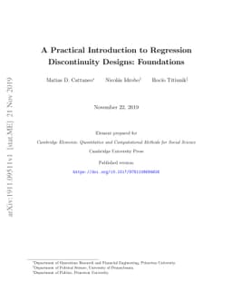 A Practical Introduction to Regression Discontinuity Designs:
  Foundations