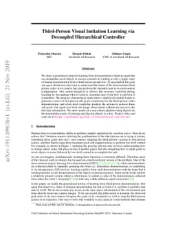 Third-Person Visual Imitation Learning via Decoupled Hierarchical
  Controller