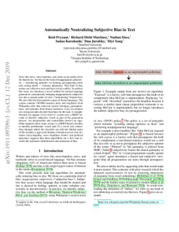 Automatically Neutralizing Subjective Bias in Text