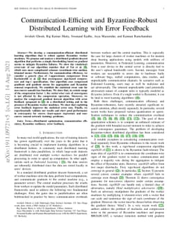 Communication-Efficient and Byzantine-Robust Distributed Learning with
  Error Feedback