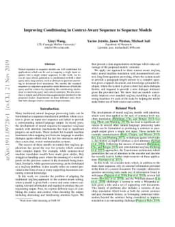 Improving Conditioning in Context-Aware Sequence to Sequence Models