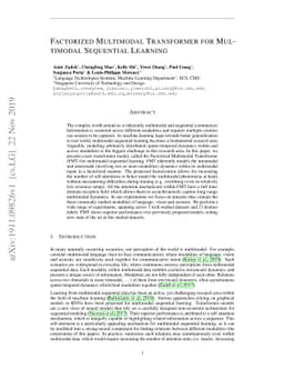 Factorized Multimodal Transformer for Multimodal Sequential Learning