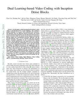 Dual Learning-based Video Coding with Inception Dense Blocks