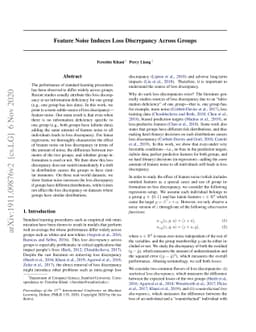 Feature Noise Induces Loss Discrepancy Across Groups