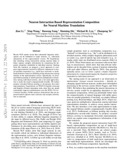 Neuron Interaction Based Representation Composition for Neural Machine
  Translation