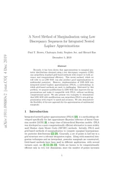 A Novel Method of Marginalisation using Low Discrepancy Sequences for
  Integrated Nested Laplace Approximations