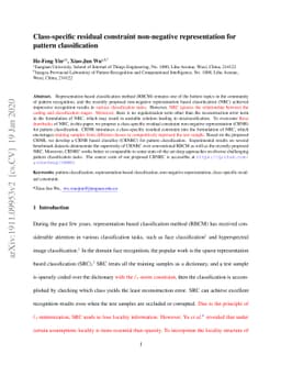 Class-specific residual constraint non-negative representation for
  pattern classification