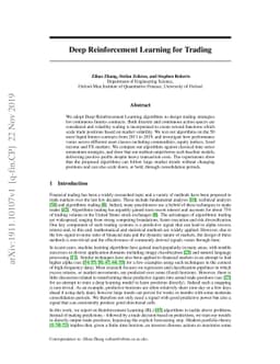 Deep Reinforcement Learning for Trading