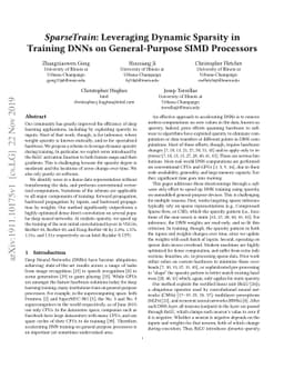 SparseTrain:Leveraging Dynamic Sparsity in Training DNNs on
  General-Purpose SIMD Processors