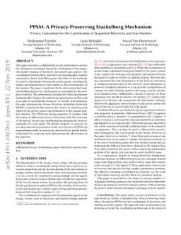 PPSM: A Privacy-Preserving Stackelberg Mechanism: Privacy Guarantees for
  the Coordination of Sequential Electricity and Gas Markets