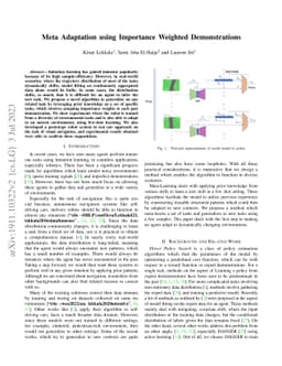 Meta Adaptation using Importance Weighted Demonstrations