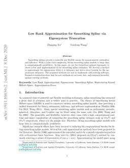 Low Rank Approximation for Smoothing Spline via Eigensystem Truncation